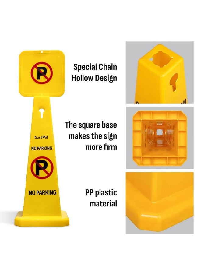 Duravel No Parking Cone | Yellow 4-Sided No Parking Sign, 76 cm - Image 3