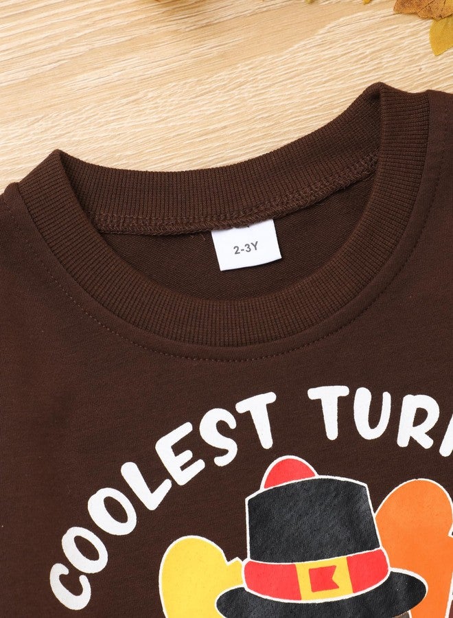 Perdeca Toddler Boy Thanksgiving Outfit Coolest Turkey In The Town Sweatshirt Gobble Pants Thanksgiving Boy Outfit - Image 3