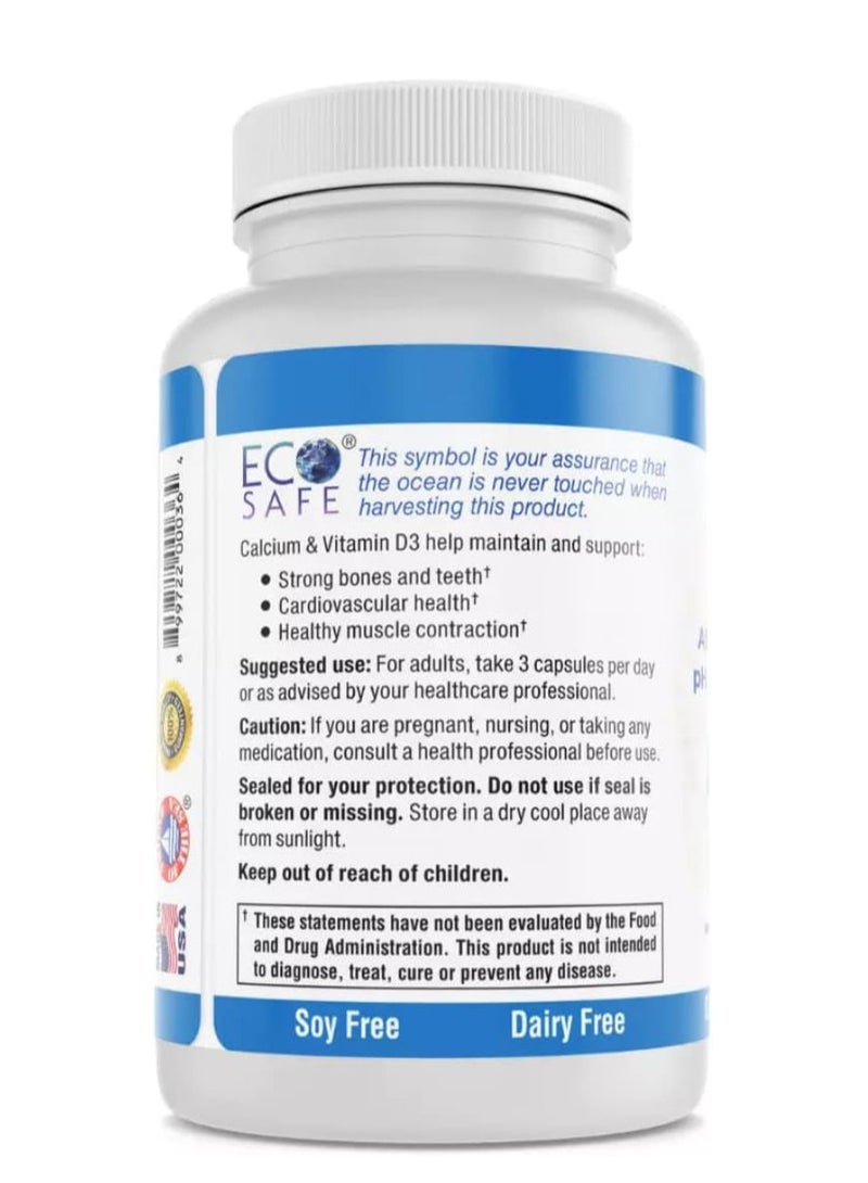 كورال وايت كالسيوم مرجاني 900 ملجم مع فيتامين د3 1200 وحدة دولية وماغنيسيوم 168 ملجم - 90 كبسولة نباتية - Image 3