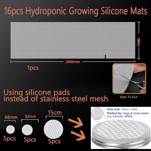 YumiDaya 16pcs Germinating Growing Sheets,Hydroponic Growing Silicone Mats. Fit for Plant Germination Tray and Mesh Sprouting Trays,Trays NOT Included (8.26 * 78") - Image 2