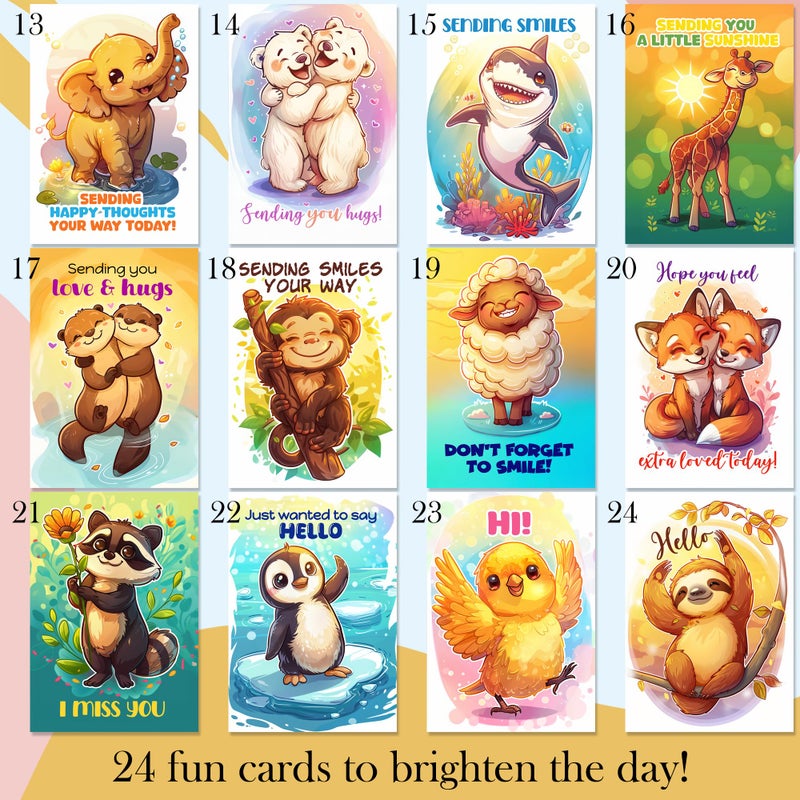 Hat Acrobat 24 Funny Greeting Cards Assortment Box with Envelopes - Funny Thinking of You Cards 24 Unique Designs - Funny Thank You Cards for Coworkers, Friends, Kids, Teachers (Animals) - Image 3