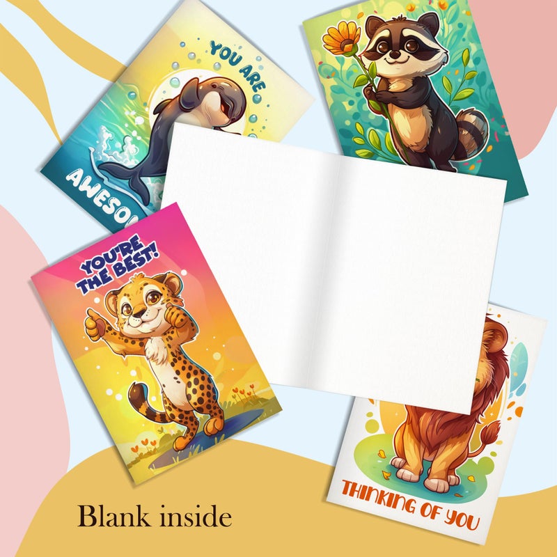Hat Acrobat 24 Funny Greeting Cards Assortment Box with Envelopes - Funny Thinking of You Cards 24 Unique Designs - Funny Thank You Cards for Coworkers, Friends, Kids, Teachers (Animals) - Image 4