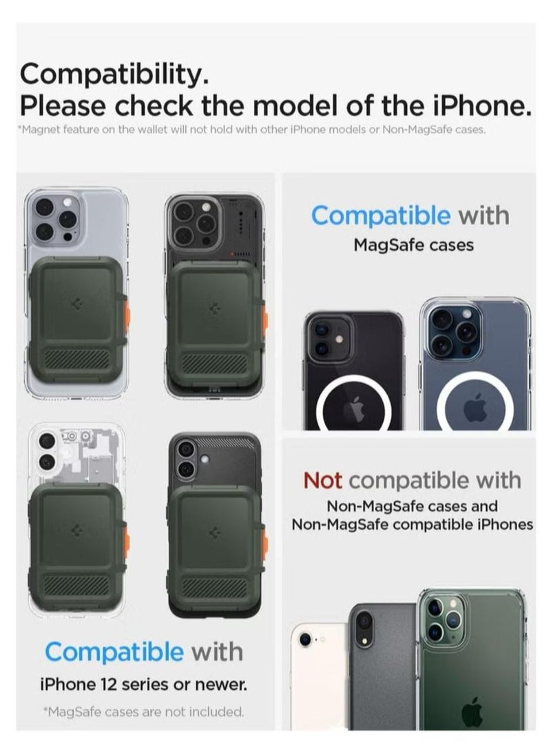 سبايجن حامل بطاقات مغناطيسي من Lockfit MagFit MagSafe Wallet [يتسع لما يصل إلى 6 بطاقات] لهاتف iPhone 16 Pro Max / 16 Pro / 16 Plus / 16 / iPhone 15/14/13/12 - أخضر M  - Image 2