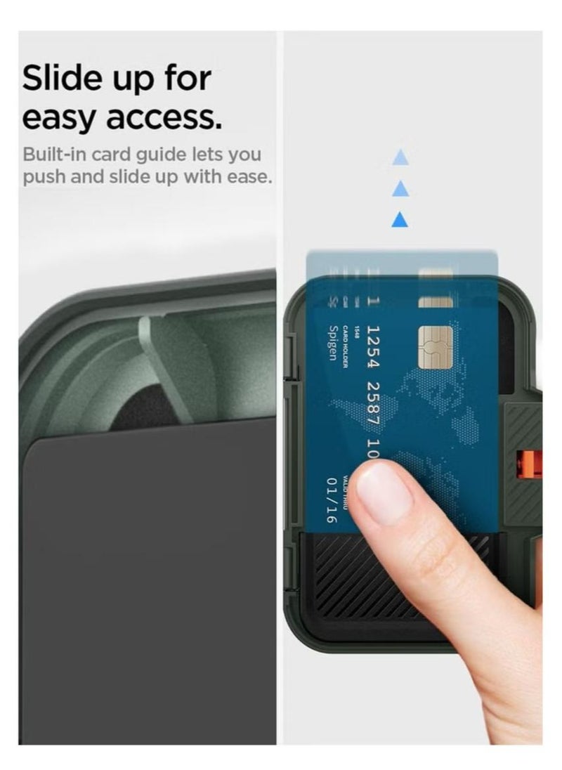 سبايجن حامل بطاقات مغناطيسي من Lockfit MagFit MagSafe Wallet [يتسع لما يصل إلى 6 بطاقات] لهاتف iPhone 16 Pro Max / 16 Pro / 16 Plus / 16 / iPhone 15/14/13/12 - أخضر M  - Image 4