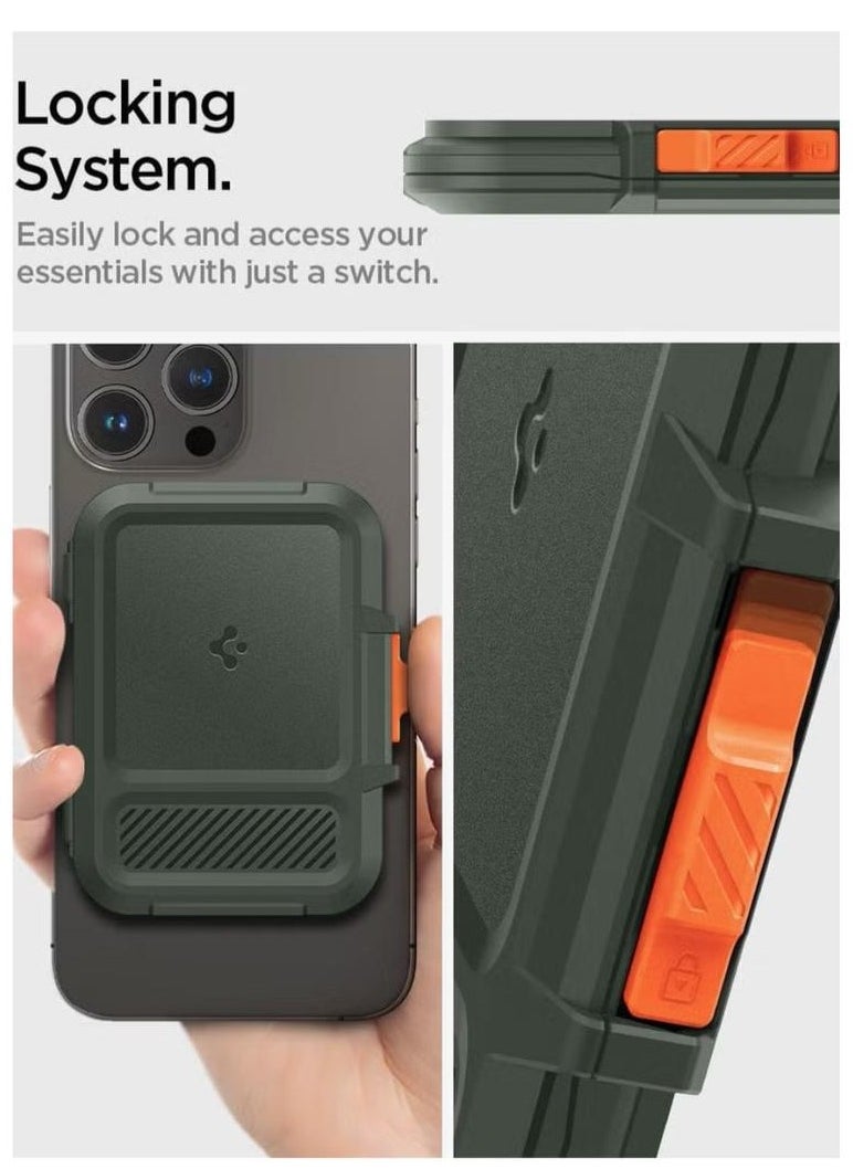 سبايجن حامل بطاقات مغناطيسي من Lockfit MagFit MagSafe Wallet [يتسع لما يصل إلى 6 بطاقات] لهاتف iPhone 16 Pro Max / 16 Pro / 16 Plus / 16 / iPhone 15/14/13/12 - أخضر M  - Image 5