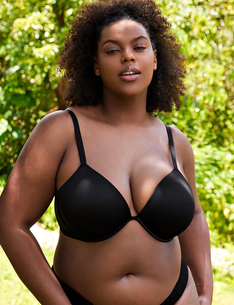 Wingslove Women's Push Up Bra Deep V Plunge Underwire T-Shirt Bra Multiway 2 Cups Up(Black,32A) - Image 4