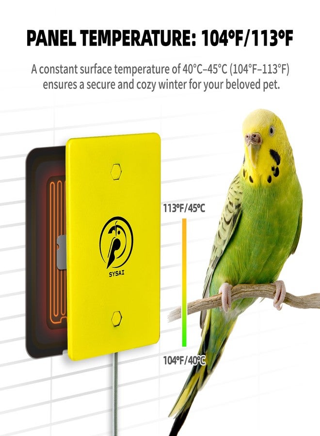 مدفأة طيور SYSAI Snuggle-Up للطيور الصغيرة الغريبة مثل الببغاوات الصغيرة أو الكوكاتيل والكونيور، قابلة للتعديل بين 104 و113 درجة فهرنهايت، 4 × 6 بوصات، مدفأة طيور للقفص - Image 3