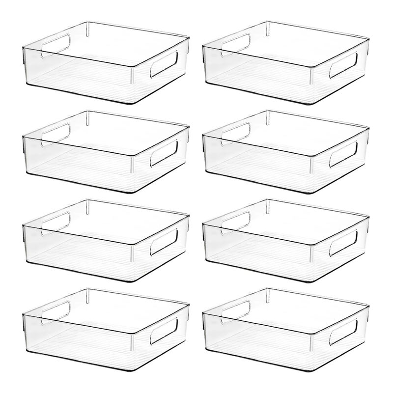 Clear Plastic Storage Bins Home Bathroom Laundry Room Freezer Refrigerator Pantry Organizers and Storage Containers Fridge Organizer Bins Kitchen Organization Cabinet Medicine Bin for organizing