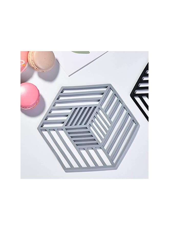 SYOSI Pot Holders Pads, Silicone Table Mats, Non-Slip Pot Holder Coasters Cup Mat, for Kitchen Cooking and Dining Table, Pad Hot Pads, Spoon Rest 6PCS (Gray) - Image 3