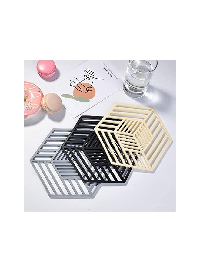 SYOSI Pot Holders Pads, Silicone Table Mats, Non-Slip Pot Holder Coasters Cup Mat, for Kitchen Cooking and Dining Table, Pad Hot Pads, Spoon Rest 6PCS (Gray) - Image 5