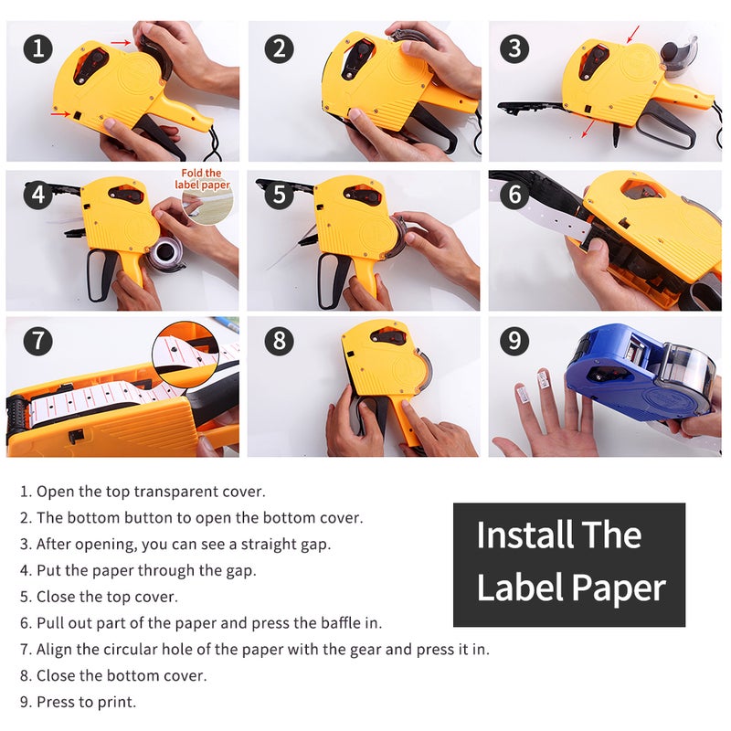 MX-5500EOS آلة تسعير يدوية بأرقام 8 خانات لصنع ملصقات تسعير مع رول ملصقات وفرشاة حبر للخدمات المكتبية والمحلات السوبرmärكت والتجزئة والمحلات الغذائية - Image 5