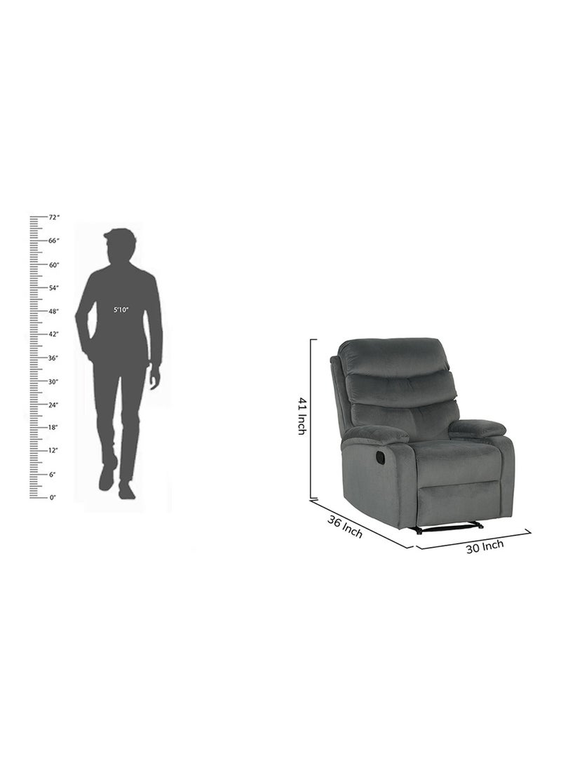 ROYALOAK Iris Single Seater Recliner Chair, Manual Reclining Sofa, Microfiber Upholstery, Tufted Backrest, Pillow-Top Armrests, Comfortable Living Room Chair - Image 2