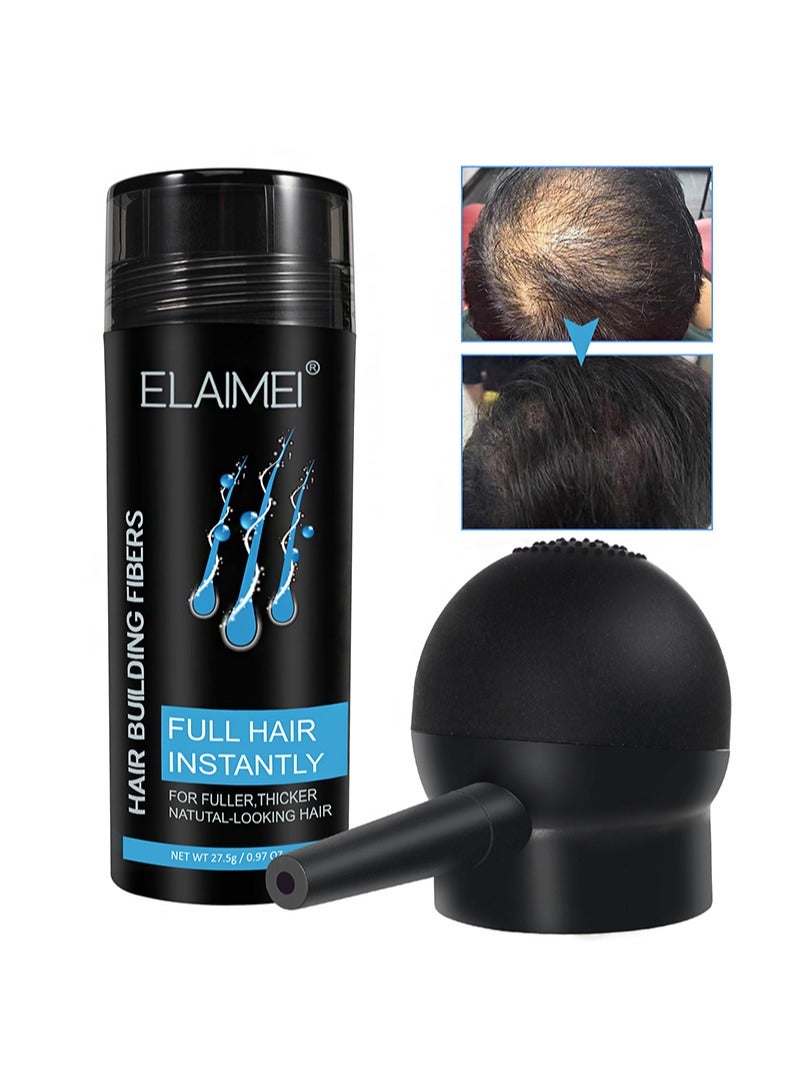 إليمي ألياف تكثيف الشعر، مجموعة 2 في 1 تتضمن ألياف تكثيف الشعر الأسود وفوهة مضخة رش، وألياف بناء الشعر، احصل على شعر سميك وكامل ولامع على الفور في 15 ثانية، للرجال والنساء - Image 3