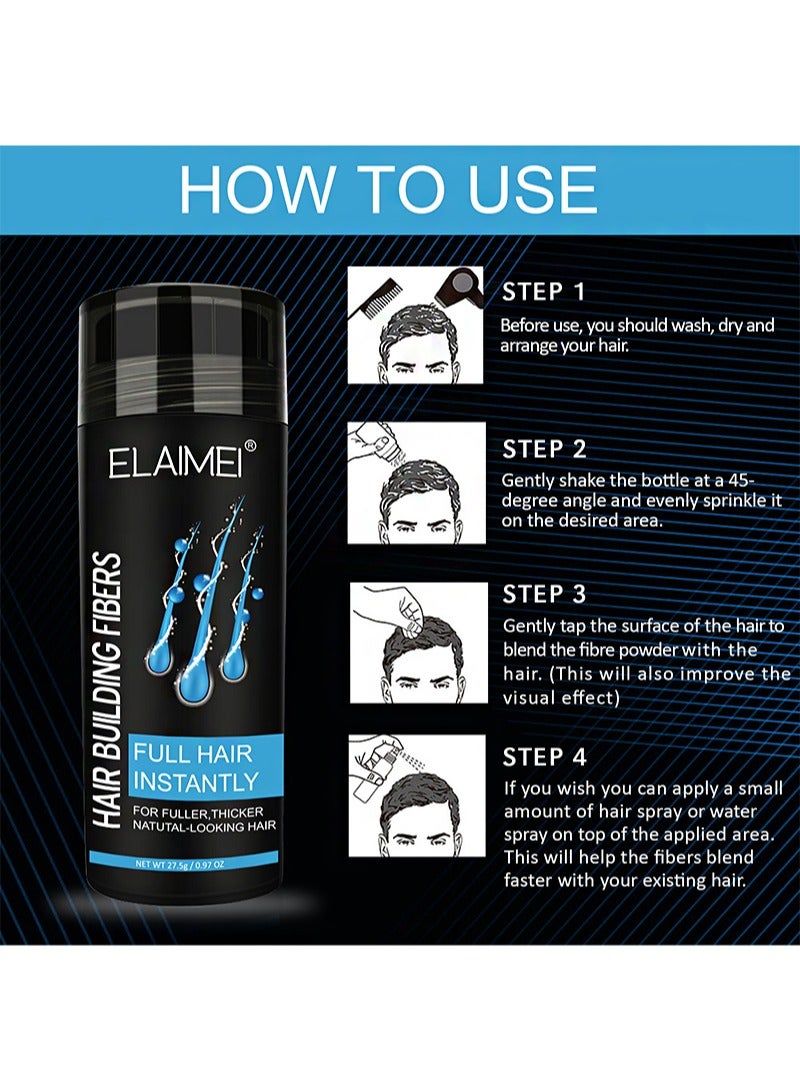 إليمي ألياف تكثيف الشعر، مجموعة 2 في 1 تتضمن ألياف تكثيف الشعر الأسود وفوهة مضخة رش، وألياف بناء الشعر، احصل على شعر سميك وكامل ولامع على الفور في 15 ثانية، للرجال والنساء - Image 2