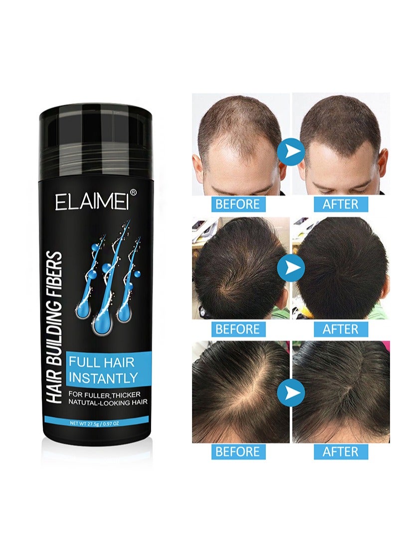إليمي ألياف تكثيف الشعر، مجموعة 2 في 1 تتضمن ألياف تكثيف الشعر الأسود وفوهة مضخة رش، وألياف بناء الشعر، احصل على شعر سميك وكامل ولامع على الفور في 15 ثانية، للرجال والنساء - Image 4