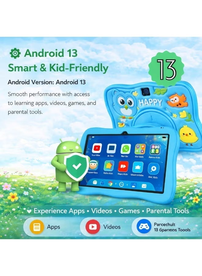 Telzeal P103 Kids Tablet 10.1 Inch Android 13, 8GB RAM, 512GB Storage, HD Display, 8000mAh Battery, Dual Cameras, WiFi, Shockproof Protective Case, Blue - Image 4