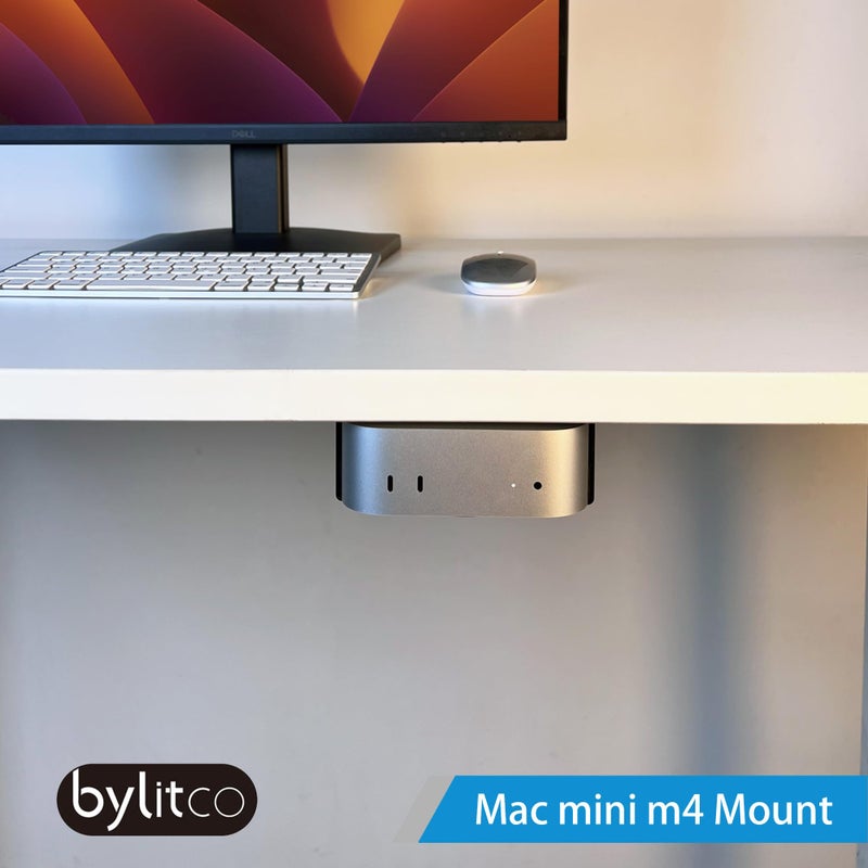 Bylitco All Metal Mount Holder Bracket for Mac Mini M4/M4 Pro 2024, Under Desk or Behind The Monitor - Image 2