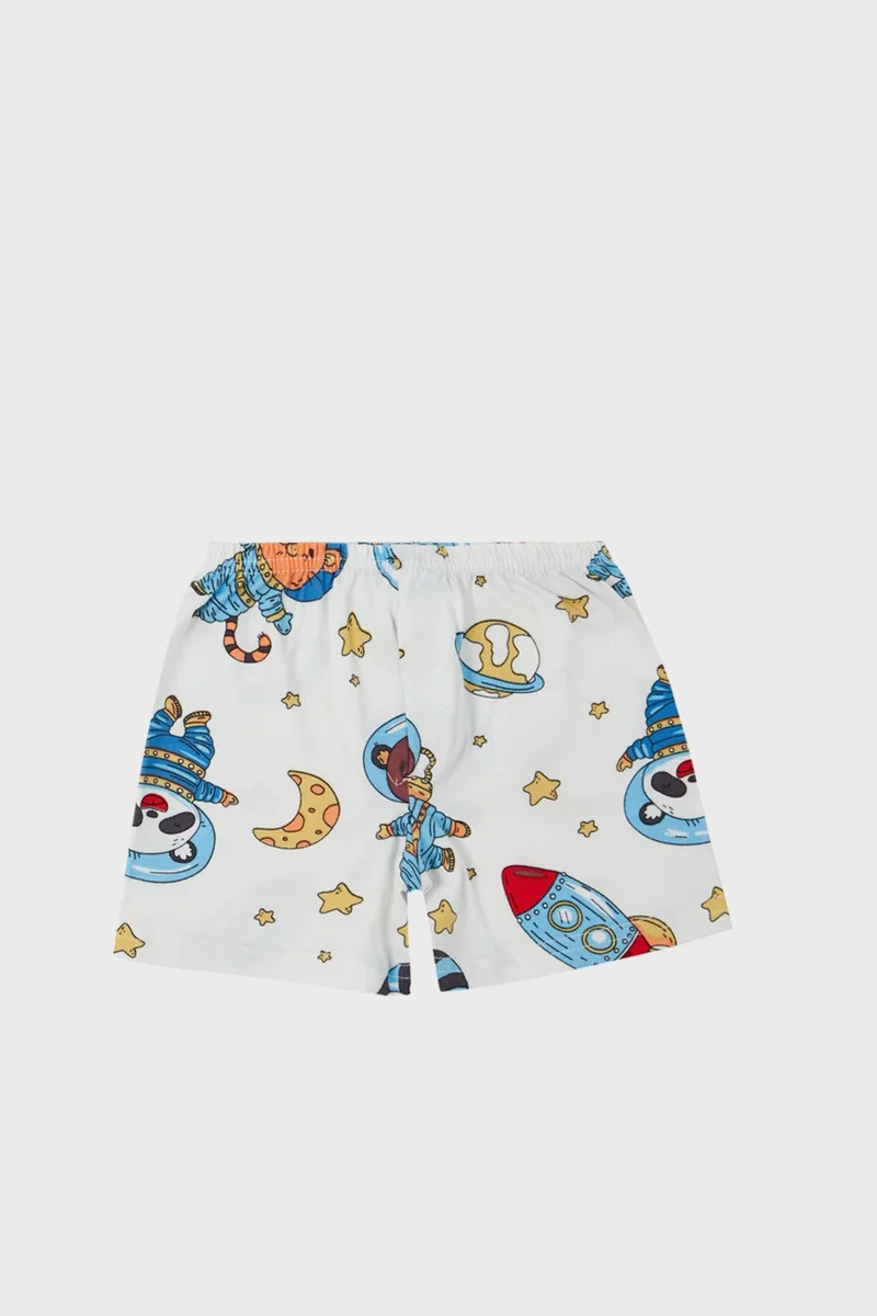 Lela Patterned Stretch Cotton Crew Neck Undershirt Boxer 2-Piece Underwear Set Boy's Suit 6651010