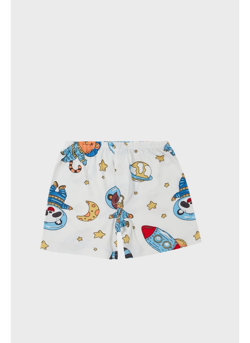 Lela Patterned Stretch Cotton Crew Neck Undershirt Boxer 2-Piece Underwear Set Boy's Suit 6651010  - Image 3