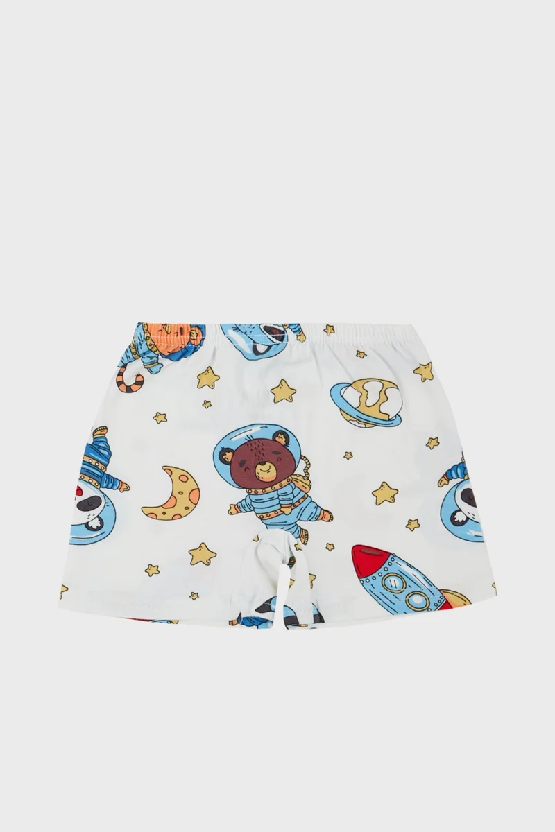 Lela Patterned Stretch Cotton Crew Neck Undershirt Boxer 2-Piece Underwear Set Boy's Suit 6651010