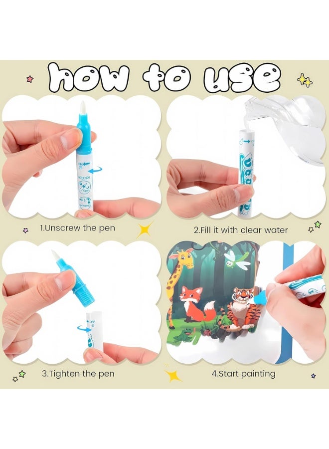 مجموعة كتب تلوين مائية للأطفال - ١٢ كتابًا سحريًا للرسم المائي - مجموعة كتب تلوين ورسم مائية - Image 2