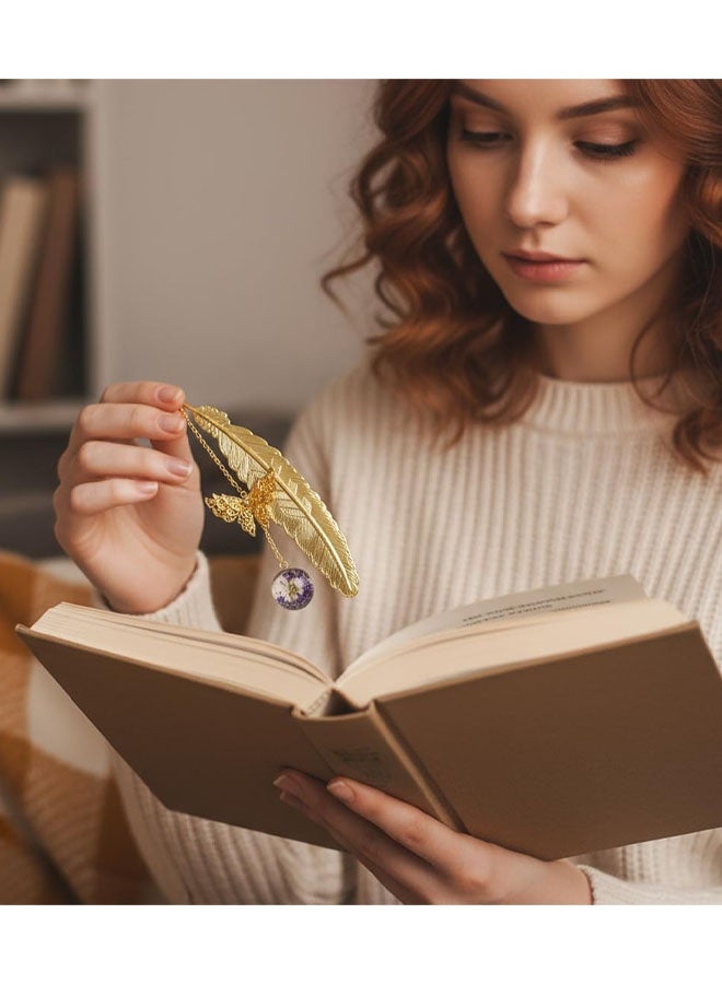 فاصل كتب معدني على شكل فراشة وريشة، هدية مثالية لأعياد الميلاد، هدية رائعة للمعلمين، هدية مثالية لعيد الميلاد، هدية مثالية للنساء، هدية مثالية لعيد الحب، هدية مثالية للمعلمين، فواصل كتب مثالية للنساء والفتيات والقارئات ومحبات الكتب. - Image 5
