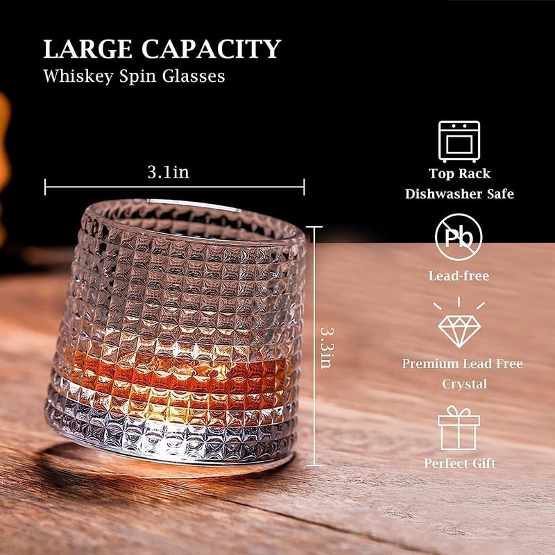 Rathey Diamond Dancing Whiskey Glass 200 ML Rotable Bottom Spining Glasses Bar Glass for Drinking Bourbon Whisky Scotch Cocktails 4 - Image 2