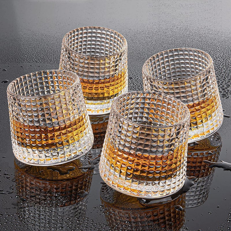 Rathey Diamond Dancing Whiskey Glass 200 ML Rotable Bottom Spining Glasses Bar Glass for Drinking Bourbon Whisky Scotch Cocktails 4 - Image 1