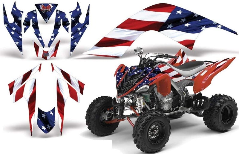 AMR Racing ATV Graphics kit Sticker Decal Compatible with Yamaha Raptor 700 2006-2012 - Stars and Stripes - Image 5