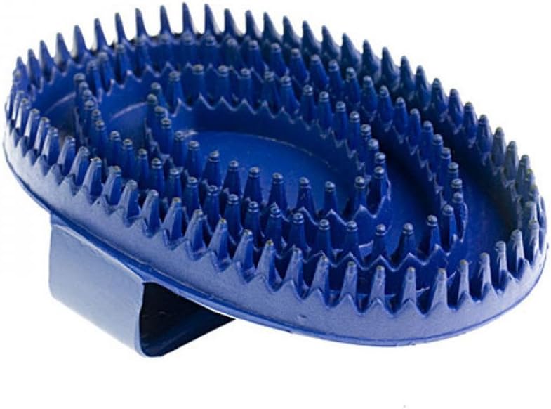 HORZE Soft Rubber Curry Comb Brush with Handle for Horses Dogs Cats  6 x 4  Blue  One Size - Image 2