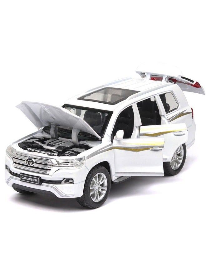 1:32 Alloy Collectible Toyota Land Cruiser Car Model Toy, Diecast Zinc Alloy Land Cruiser Pull Back Collectible Toy Car,  Sound and Light Pull Back Model Car for Kids Boy Girl Gift 15.5cm*6.5cm*6cm  - Image 2