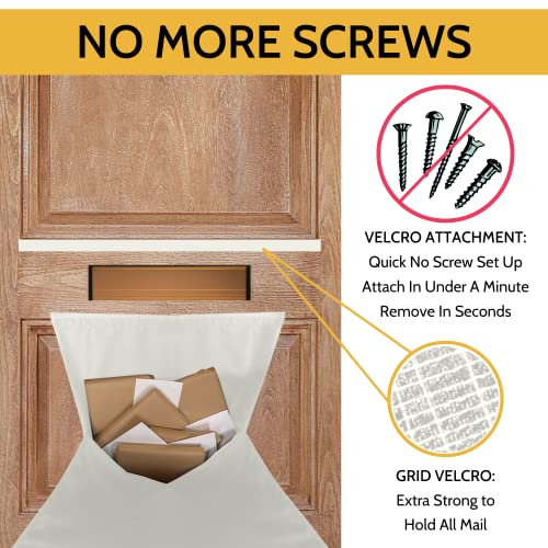 Nevkha Slimline Mail Slot Catcher for Door (20.4" W x 20" D), Letterbox Catcher for Glass, Wood & Metal Doors – Strong Adhesive, Indoor Post Catcher for Small Packages & Magazines (Warm White) - Image 3