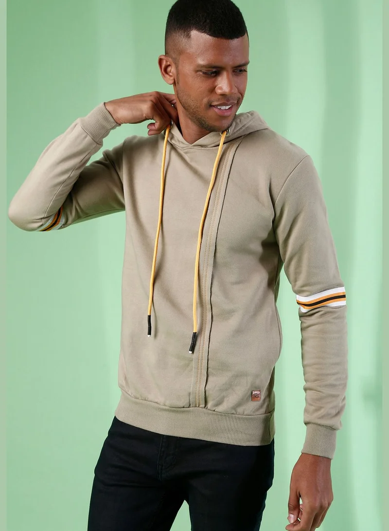 Campus Sutra Side Striped Hoodie