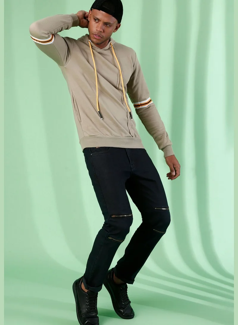 Campus Sutra Side Striped Hoodie