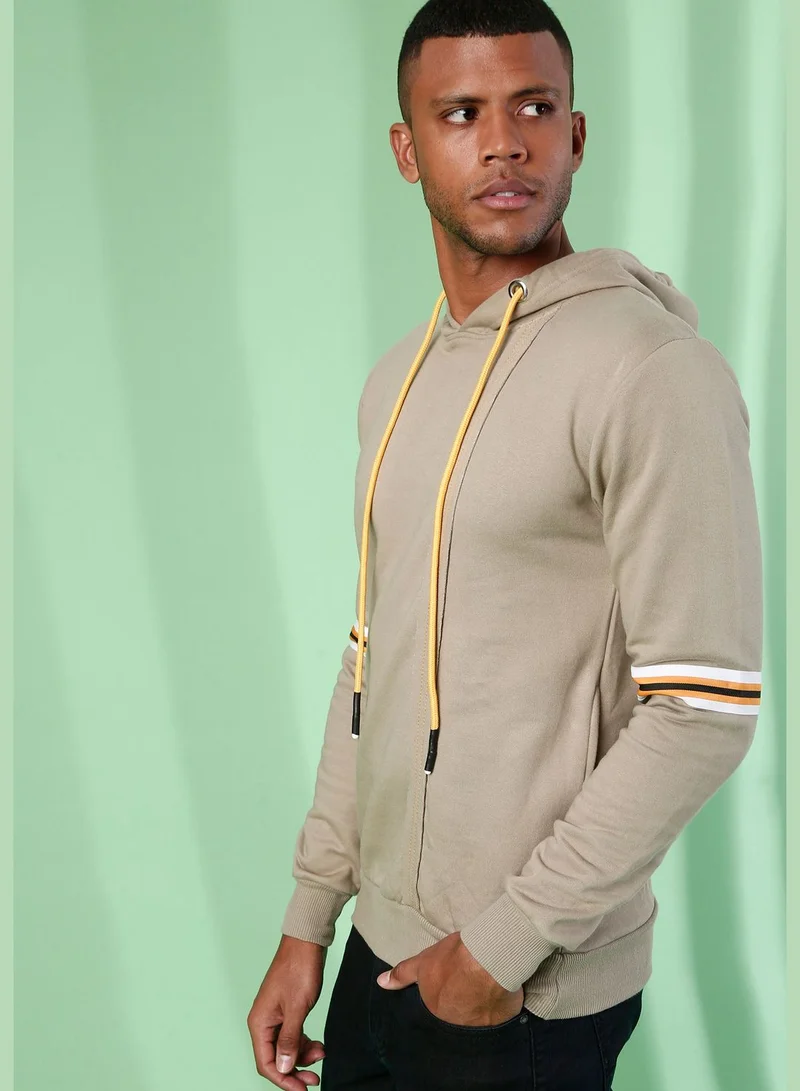 Campus Sutra Side Striped Hoodie