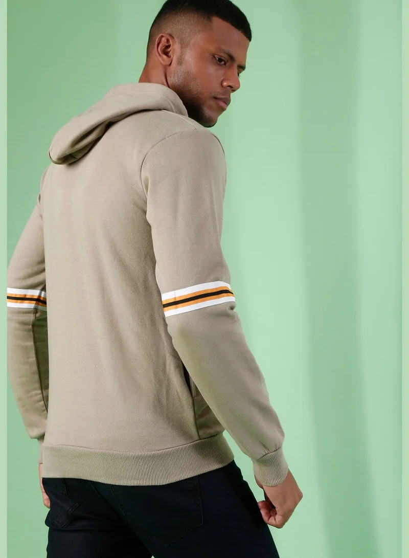 Campus Sutra Side Striped Hoodie