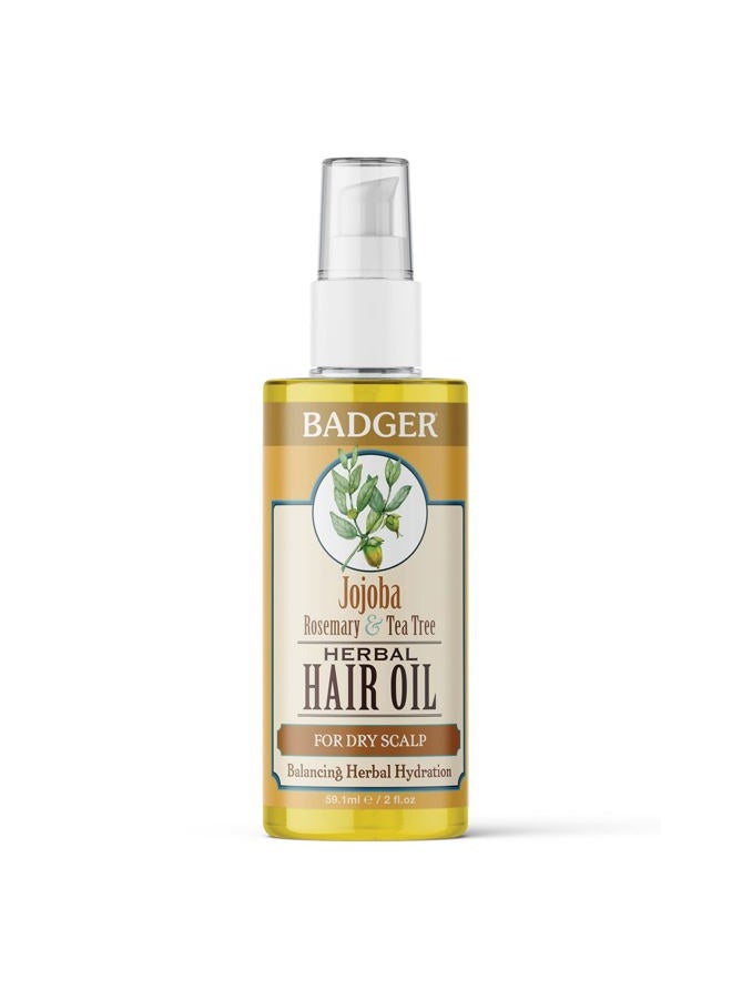 Badger زيت شعر الجوجوبا العضوي وعلاج فروة الرأس الجافة، زيت مهدئ ومرطب لفروة الرأس الجافة والحكة، زيت إكليل الجبل، مرطب شعر وفروة رأس زيت الجوجوبا العضوي، زجاجة 2 أونصة سائلة - Image 1