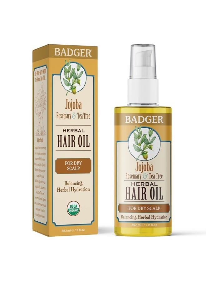 Badger زيت شعر الجوجوبا العضوي وعلاج فروة الرأس الجافة، زيت مهدئ ومرطب لفروة الرأس الجافة والحكة، زيت إكليل الجبل، مرطب شعر وفروة رأس زيت الجوجوبا العضوي، زجاجة 2 أونصة سائلة - Image 3