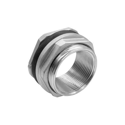 Fitvell 304 Stainless Steel Bulkhead Water Tank Fitting 1.25" Female Thread Compression Bulkhead Adapter Thru-bulk Connector with Gasket for Bathtub and Sink - Image 3
