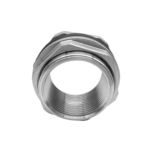Fitvell 304 Stainless Steel Bulkhead Water Tank Fitting 1.25" Female Thread Compression Bulkhead Adapter Thru-bulk Connector with Gasket for Bathtub and Sink - Image 5