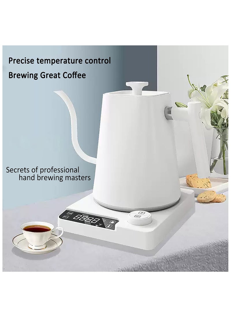 KADRAMA 1000 mL Electric Gooseneck Kettle, Pour Over Kettle for Coffee and Tea, 1200W Rapid Heating,Temperature Control with Digital Display , 304 Stainless Steel, Keep Warm Function, White  - Image 4