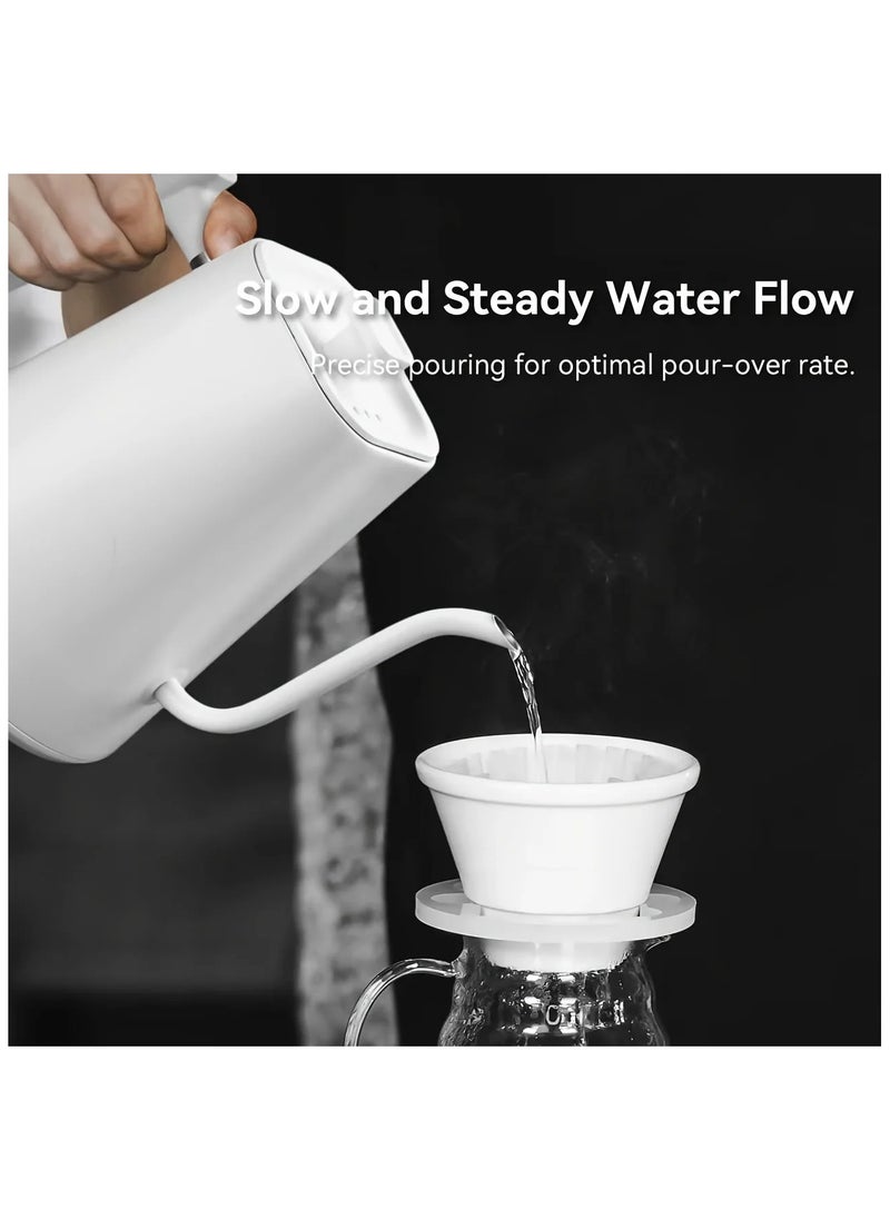 KADRAMA 1000 mL Electric Gooseneck Kettle, Pour Over Kettle for Coffee and Tea, 1200W Rapid Heating,Temperature Control with Digital Display , 304 Stainless Steel, Keep Warm Function, White  - Image 3