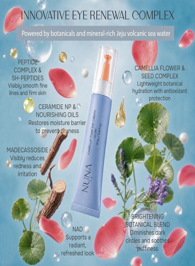 NUNA Camellia Tone Eye Cream - Hydrating Cream for Eyes with sh-Pentapeptide complex, Hyaluronic acid, Centella Asiatica, Hydrolized Collagen, Ceramide NP and NAD+, 0.51 fl oz - Image 3