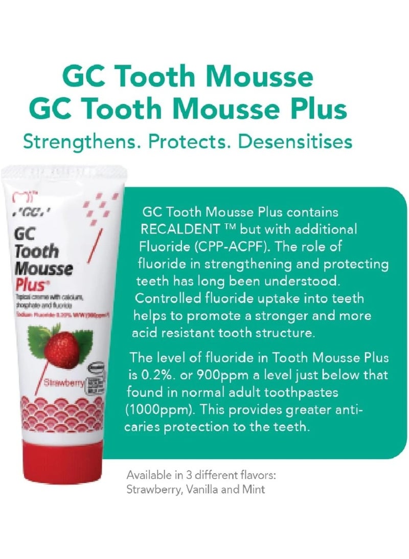 Gc Tooth Mousse Plus STRAWBERRY 50G Tube | 1 Tube | Topical Creme Tooth Desensitiser - Image 2