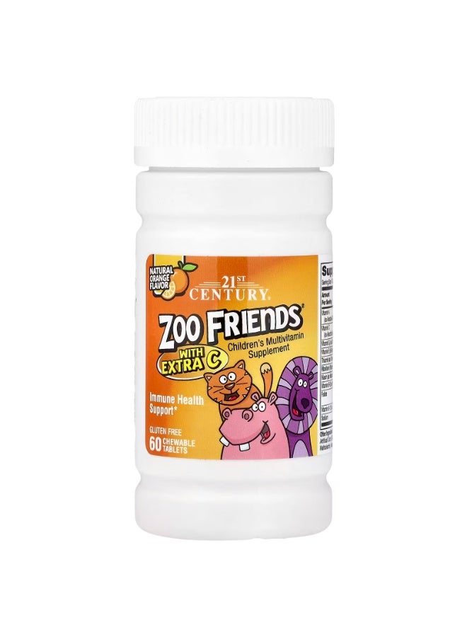 21st Century, Zoo Friends® with Extra C, Natural Orange, 60 Chewable Tablets - Image 1