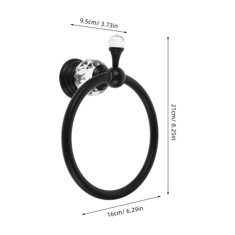 Black Glass Towel Ring Wall Mounted Bathroom Holder Sturdy Bath Accessory - Image 3