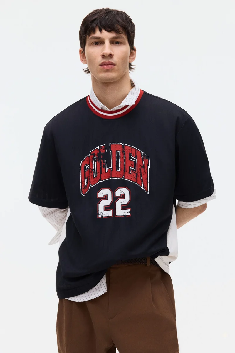H&M  Loose Fit Printed T-shirt for Men | Best Price UAE