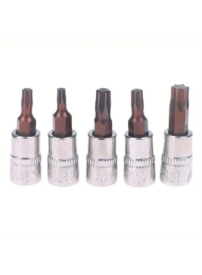 5pcs Torx Screwdriver Bits Set T15 T20 T25 T30 T40 With 1 4 Inch Drive Socket - Image 1