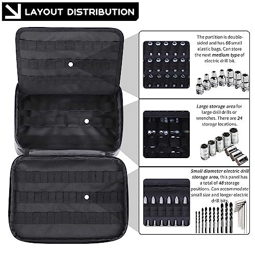 LOTCAIN 138 Hole Portable Socket Organizer, Drill Bit Organizer Drill Bit Holder Bit Pouch 1/4-Inch, 3/8-Inch, 1/2-Inch,Screwdriver Bit Organizer Drive Bit Adapter Storage Drill Bit Case Only - Image 4