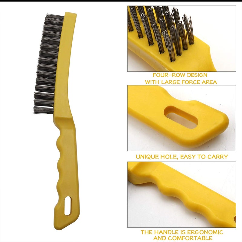 MAXMAN Wire Scratch Brush 2 Set, Heavy Duty Stainless Steel 11 Inch with Plastic Handle Descaling Welding Dust Bending Hand Tool, Teel Brush Rust Remover for Metal by MAXMAN - Image 5